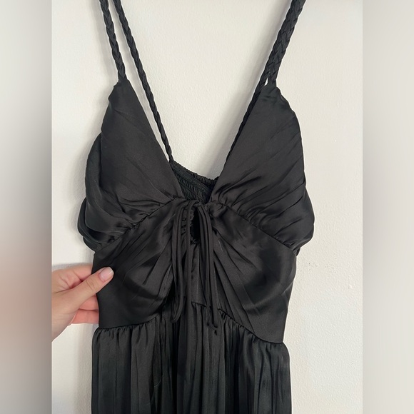 NWT Zara Satin-Like Black Maxi Dress in Black Size Medium - Picture 2 of 6
